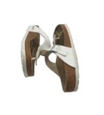 Saboti dama Birkenstock, 40, imitatie de piele, alb - imagine 4