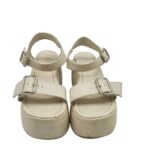 Sandale dama 37, imitatie de piele, alb - imagine 3
