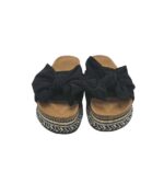 Saboti dama 37, material textil, negru - imagine 3