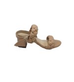 Sandale dama 40, imitatie de piele, bej