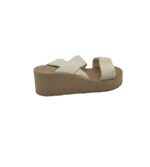 Sandale dama 36, material textil, crem