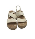Sandale dama 36, material textil, crem - imagine 3