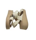 Sandale dama 36, material textil, crem - imagine 4