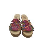 Saboti dama Finke, 41, imitatie de piele, material textil, multicolor - imagine 3