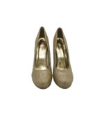 Pantofi dama Mode Queen, 38, material textil, auriu - imagine 3