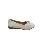 Balerini dama 38, imitatie de piele, alb