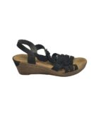 Sandale dama Rieker, 42, imitatie de piele, material textil, negru