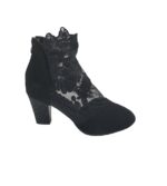 Botine dama 42, imitatie de piele, material textil, negru