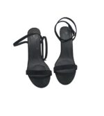 Sandale dama 38, material textil, negru - imagine 3
