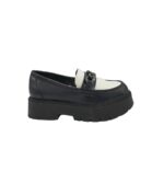 Mocasini dama Bershka, 38, imitatie de piele, negru alb