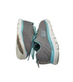 Adidasi dama Skechers, 38, material textil, gri - imagine 5