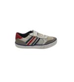 Tenisi copii Geox, 35, piele intoarsa, material textil, piele, alb gri