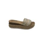 Saboti dama Jomix, 37, imitatie de piele, material textil, crem gri