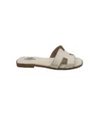 Saboti dama 40, imitatie de piele, alb