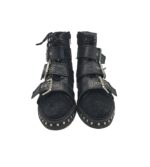Ghete dama Topshop, 37, piele intoarsa, piele, negru - imagine 3