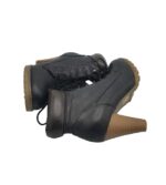Botine dama 39, imitatie de piele, negru - imagine 4