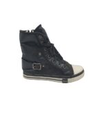 Tenisi dama Sneakers, 37, imitatie de piele, Imblaniti, negru