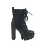 Botine dama Queen Tina 38, imitatie de piele, negru
