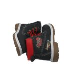 Ghete copii Lol,  imitatie de piele, negru rosu - imagine 3