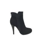 Botine dama Staka,  material textil, imitatie de piele, negru
