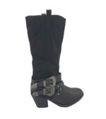Cizme dama Corina, imitatie de piele, material textil, negru