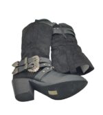 Cizme dama Corina, imitatie de piele, material textil, negru - imagine 4