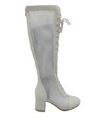 Cizme dama My♥U 36, imitatie de piele, material textil, alb
