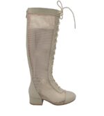 Cizme dama My♥U 35, imitatie de piele, material textil, crem
