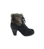 Botine dama Tamaris, 37, piele intoarsa, negru , captusite