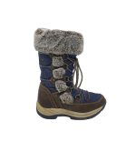 Cizme copii 35, imitatie de piele, material textil, Imblanite, maro albastru
