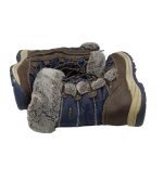 Cizme copii 35, imitatie de piele, material textil, Imblanite, maro albastru - imagine 4