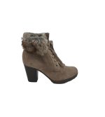 Botine dama Tamaris, 38, piele intoarsa, bej, captusite
