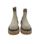 Ghete dama Last, 38, piele intoarsa, material textil, bej - imagine 3