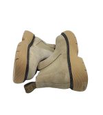 Ghete dama Last, 38, piele intoarsa, material textil, bej - imagine 4